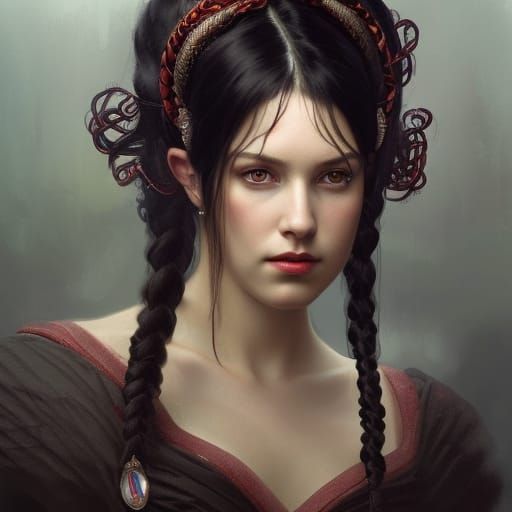 Vibrant Queen With Braided Black Hair and Blue Eyes