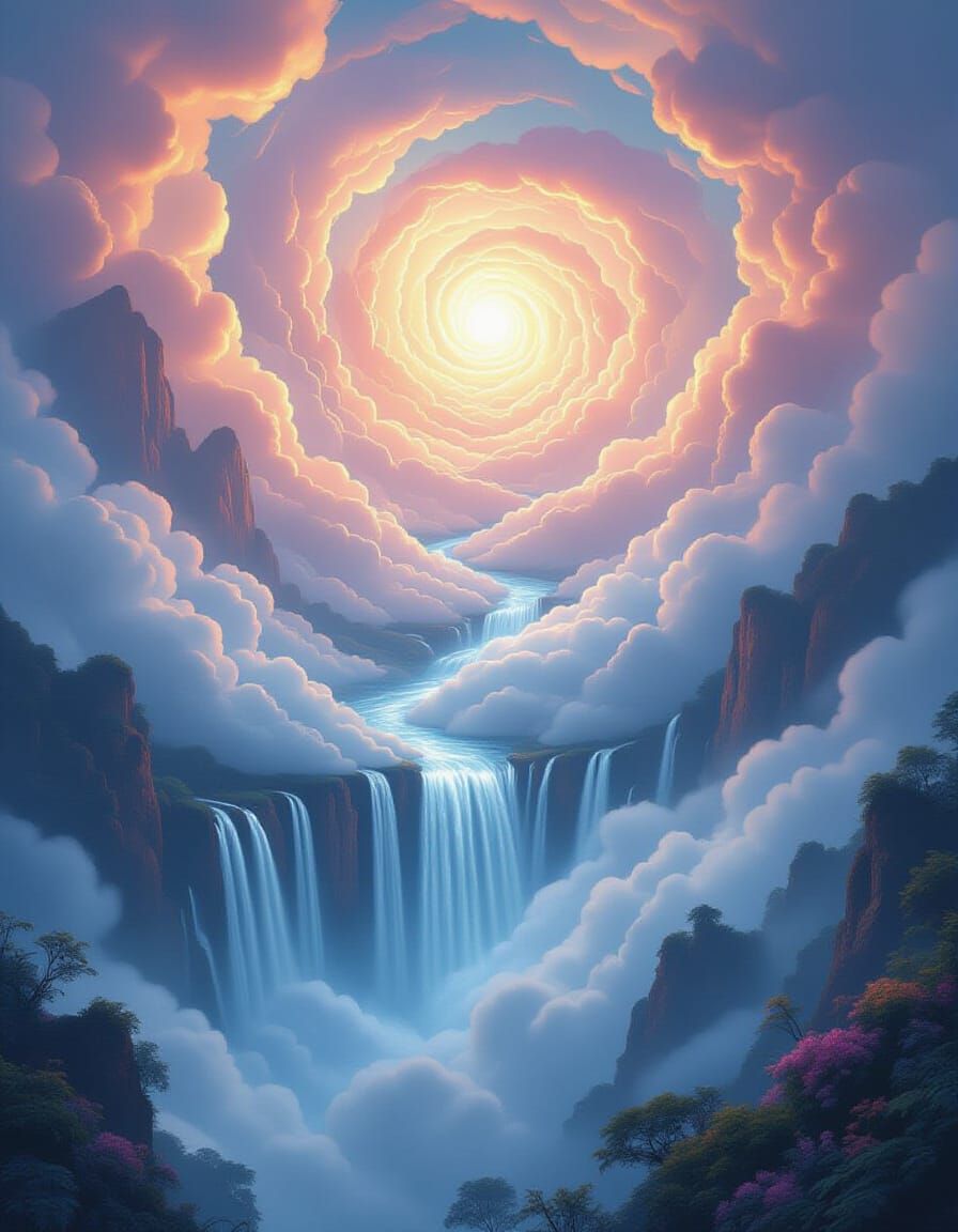 The Spiral Gateway of Radiant Clouds and the Cascading Heavens