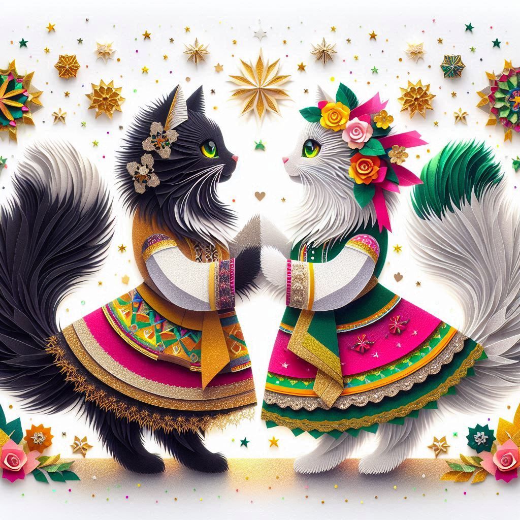 Happy couple of dancing cats 12