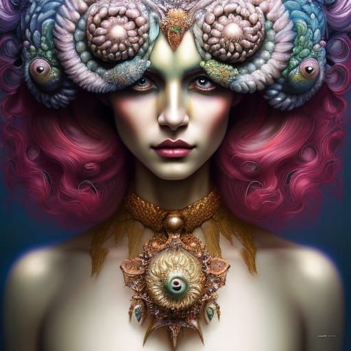 Goddess of Iridescent Wonders in Watercolor Punk