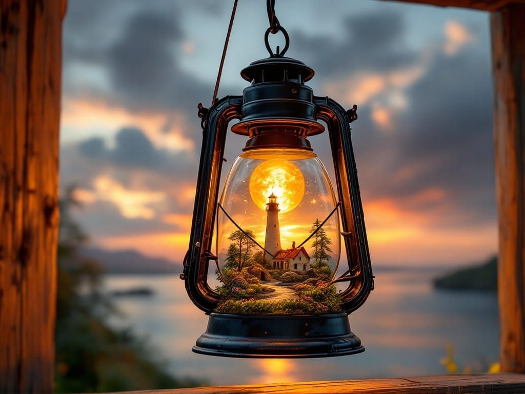 A lighthouse in a lantern