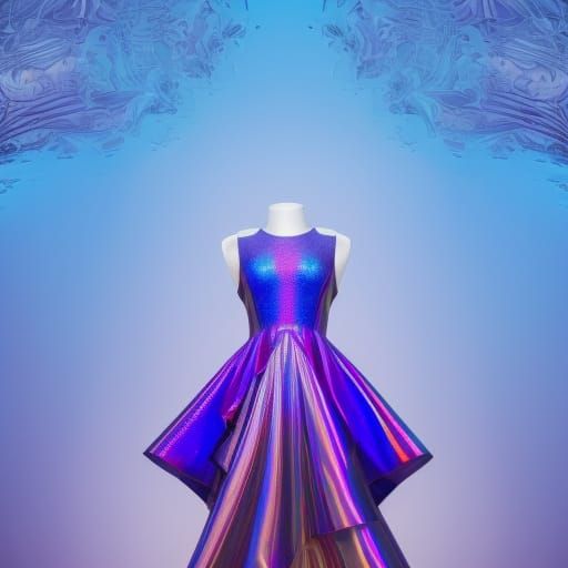 Ethereal Purple Holographic Met Gala Dress With Cobalt Blue Holographic Accentsand Elegance Vibes 5555