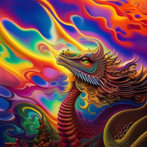 Rainbow Breathing Dragon   by @JokeStirrer