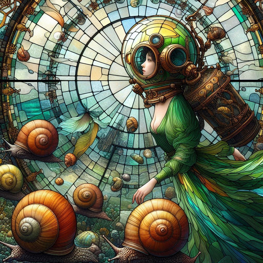 Woman in Green Stained Glass