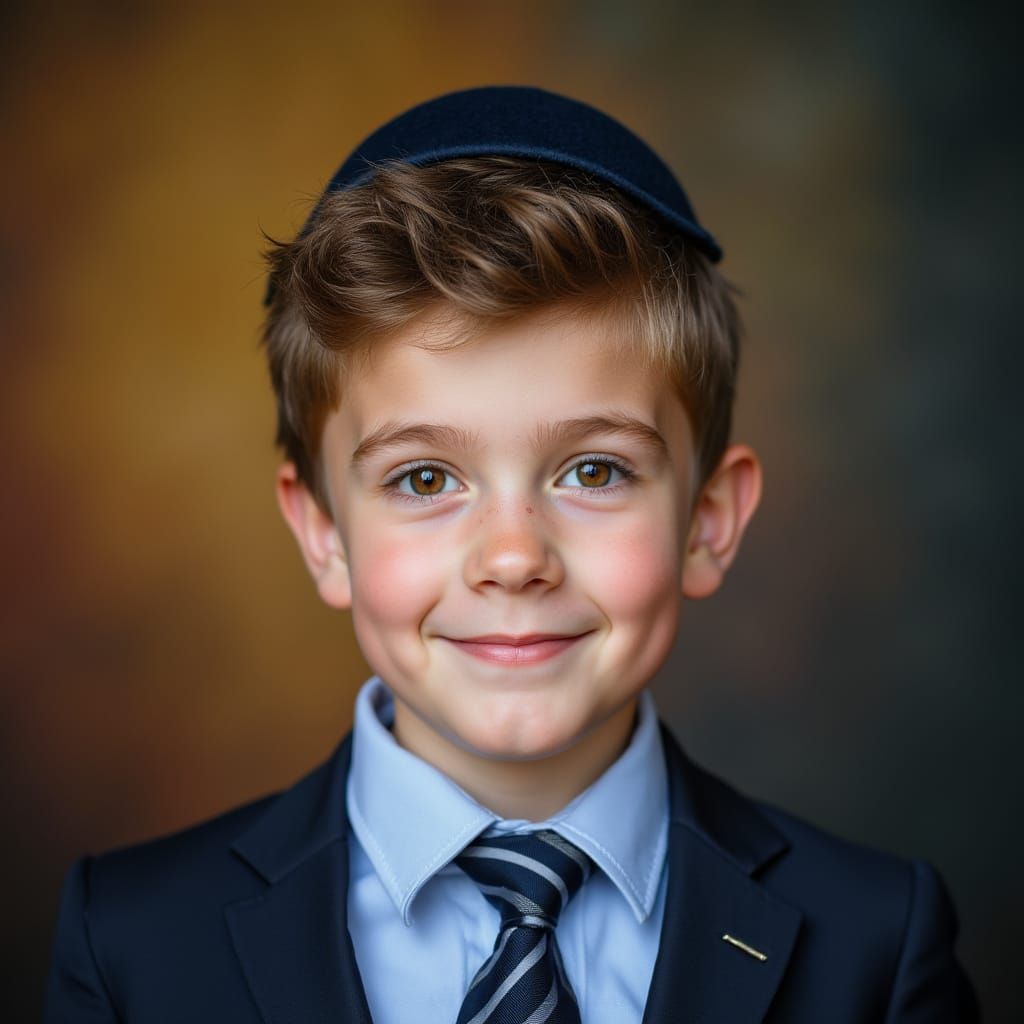 Poignant Portrait of Jewish Boy with Down Syndrome