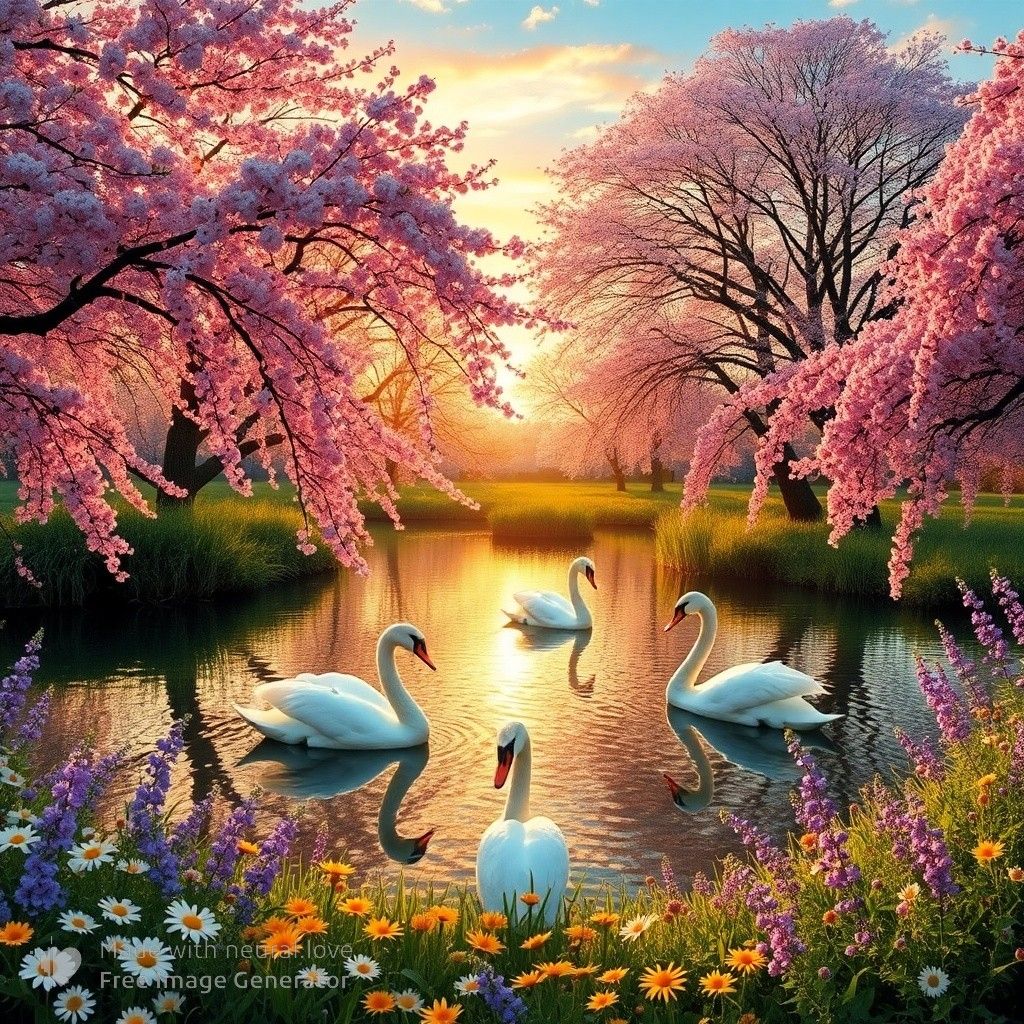 Large cheery blossom trees