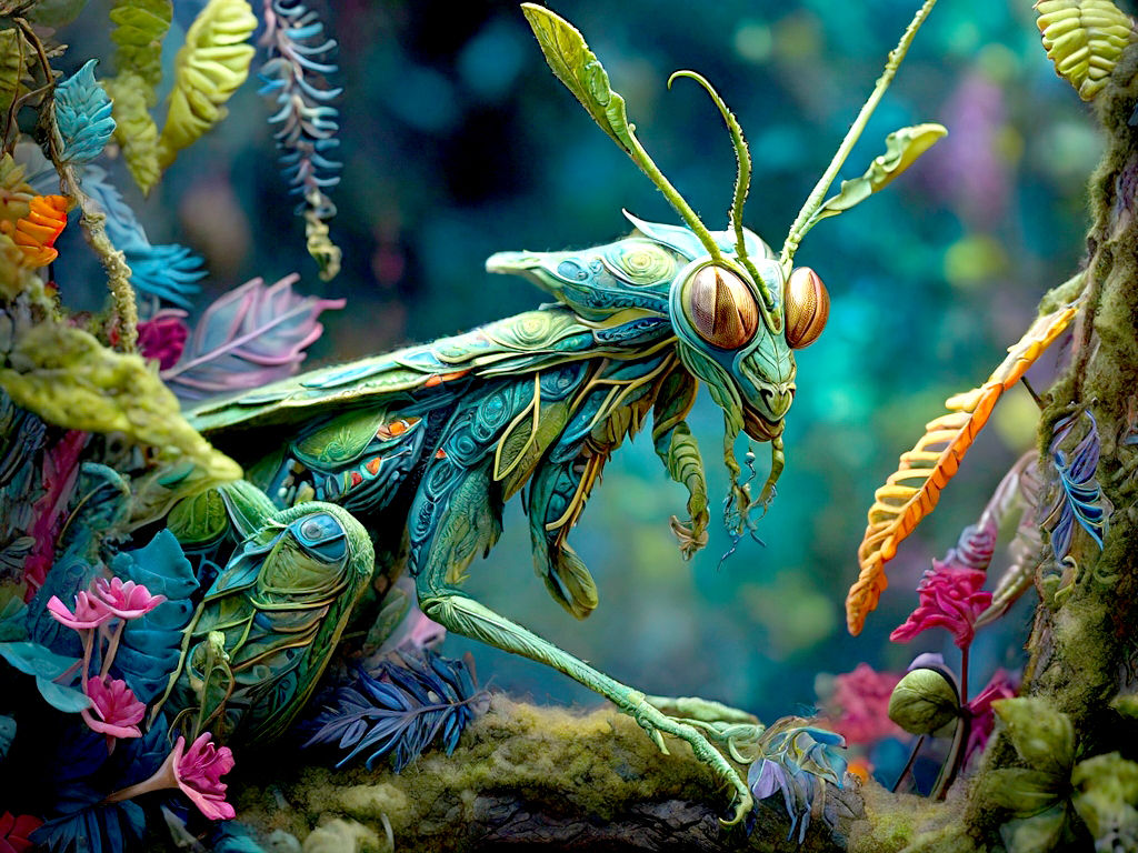 Felted fantasy mantis