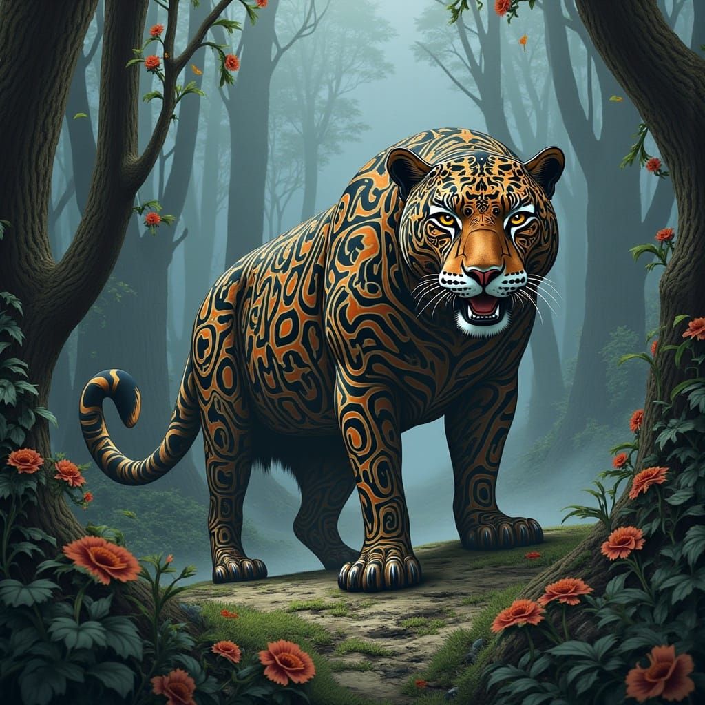 <lora:Haida Style:1.0> Haida Style picture of a Jaguar 