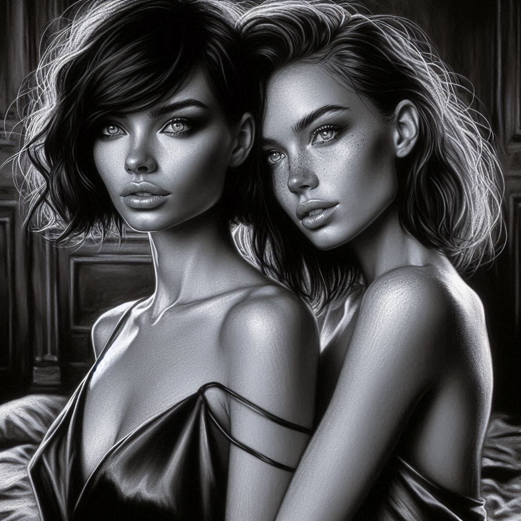 Black and White depictment of 2 lovers