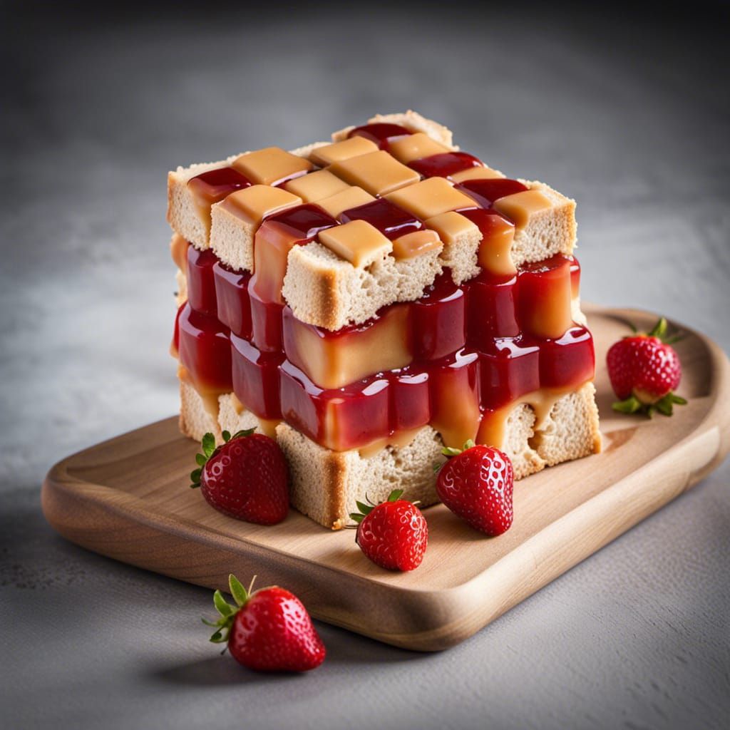 Rubik's Cube Sandwich ~ Peanut Butter and Jelly Edition  by @lawrencelot