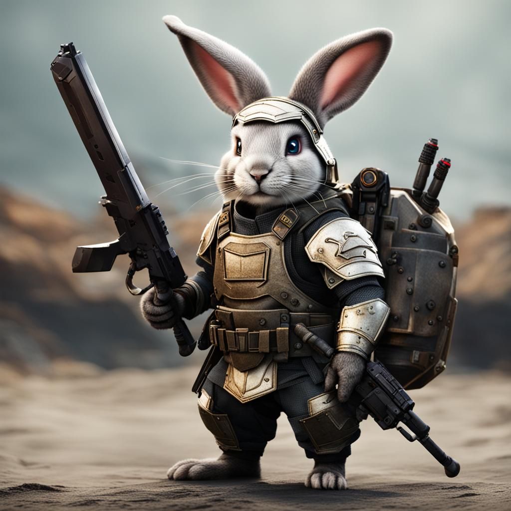 Bunny in full battle gear - AI Generated Artwork - NightCafe Creator