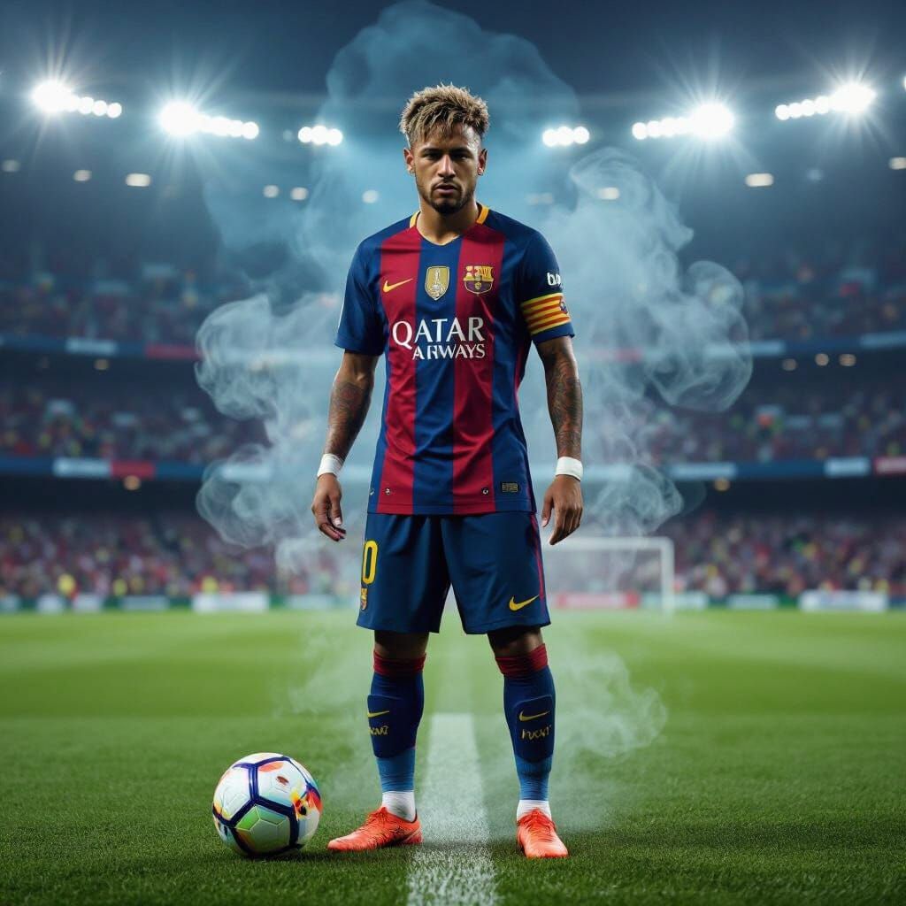 Neymar Vaporwave Football Stadium Art