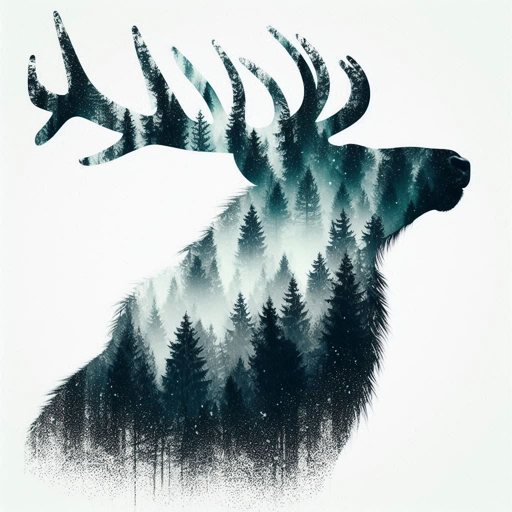 double exposure beautiful fantasy DALL-E 3 portrait landscap...