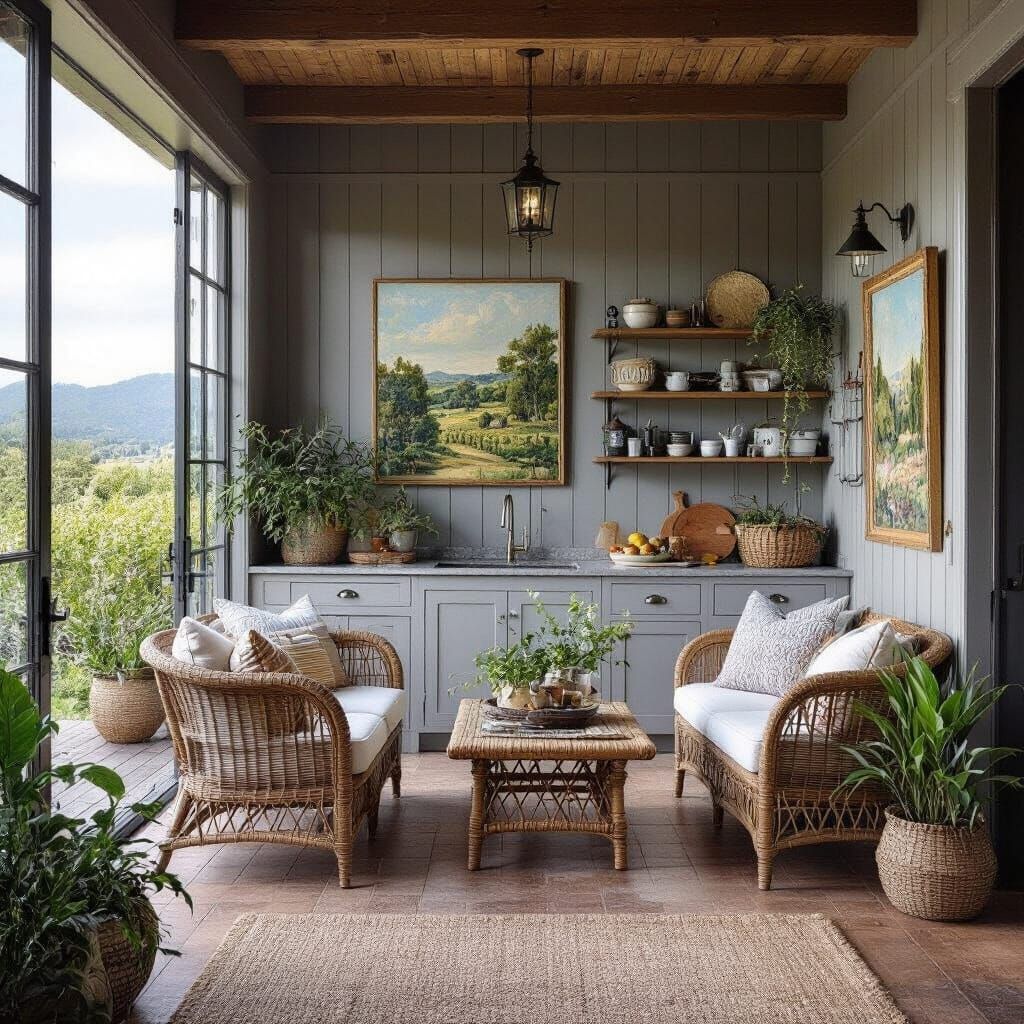 patio gazebo spa, path lights, vases with tsll sago palms, canyon wall views chiaroscuro sunset - Start Image 2