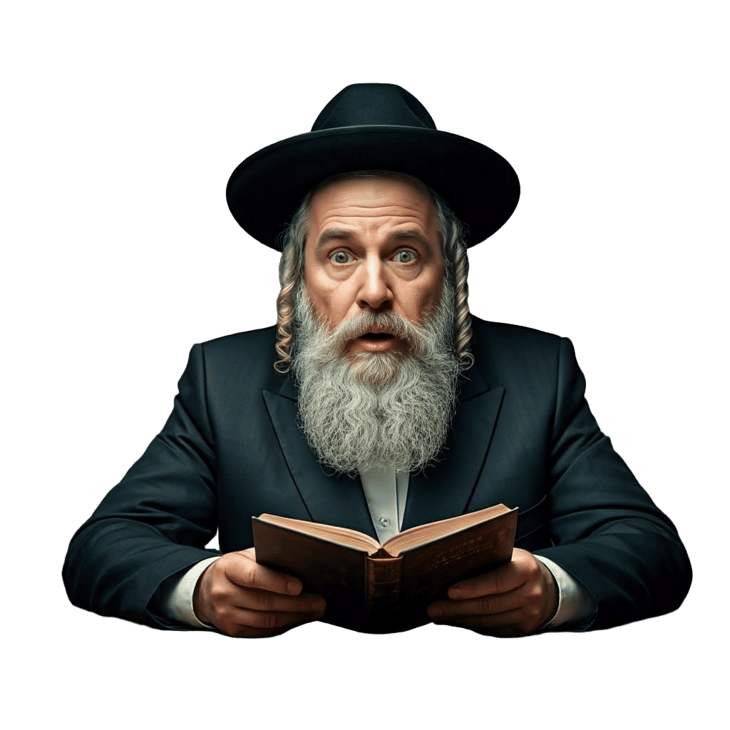 Haredi Jew in Traditional White Shirt and Long Black Coat