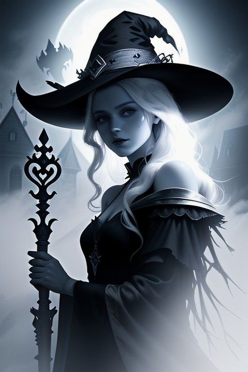 Evil young beautiful witch