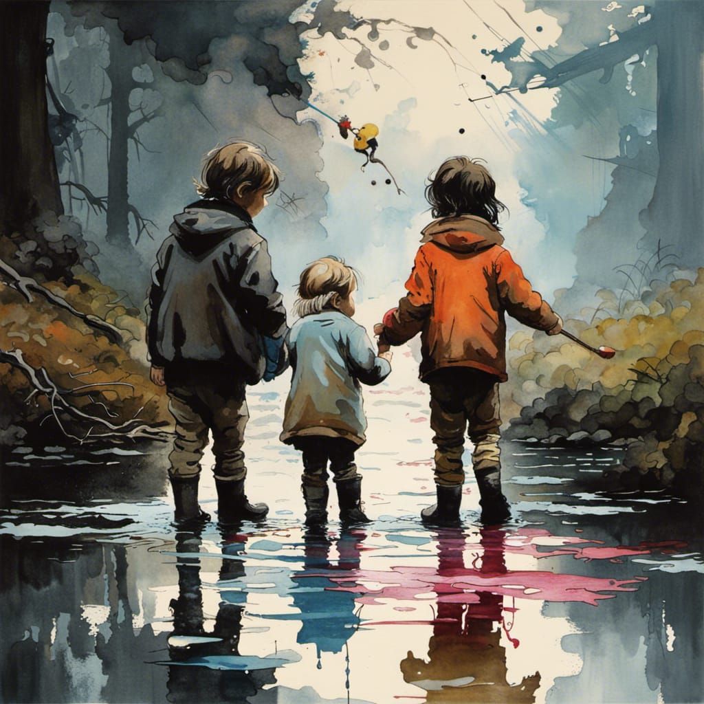 Jumping in Puddles  by @Leeftail_Art