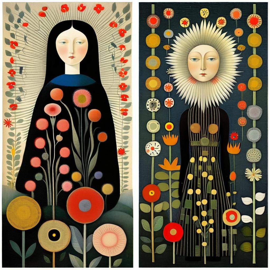 Two girls and flowers.