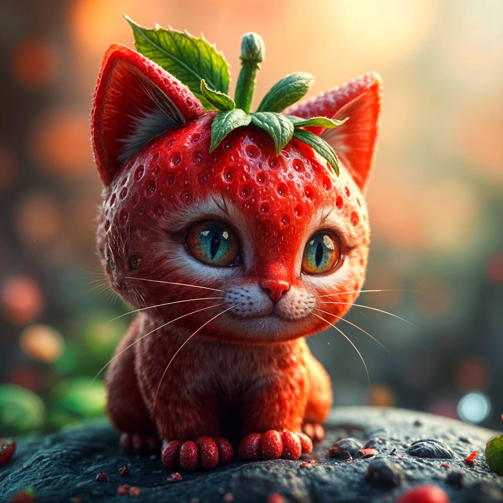 Strawberry Cat  by @Moh Abd