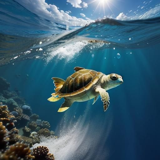 Turtle hatchling on its first swim 🐢🌊