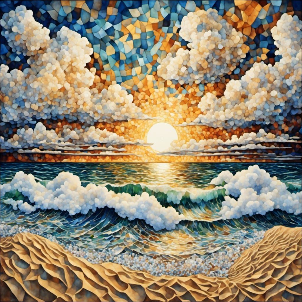 Sand Dunes by Lake Michigan (Ink and Mosaic)