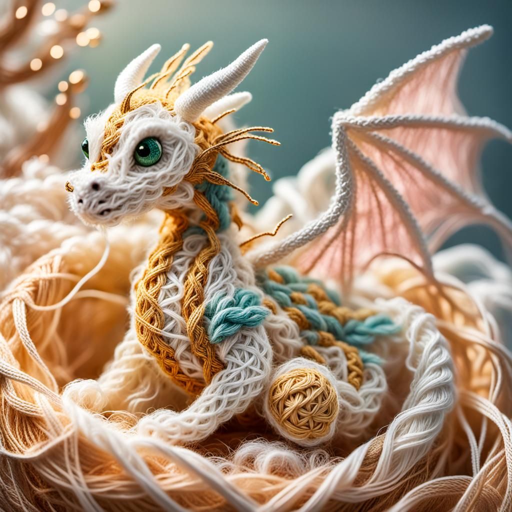 Knitted dragon  by @BibmariM