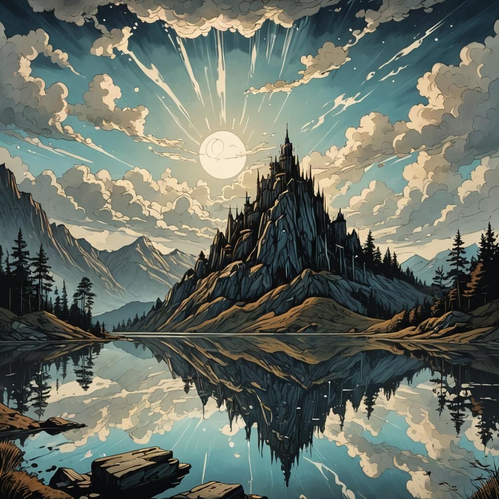 mountaintop, lake   by @Koutsis