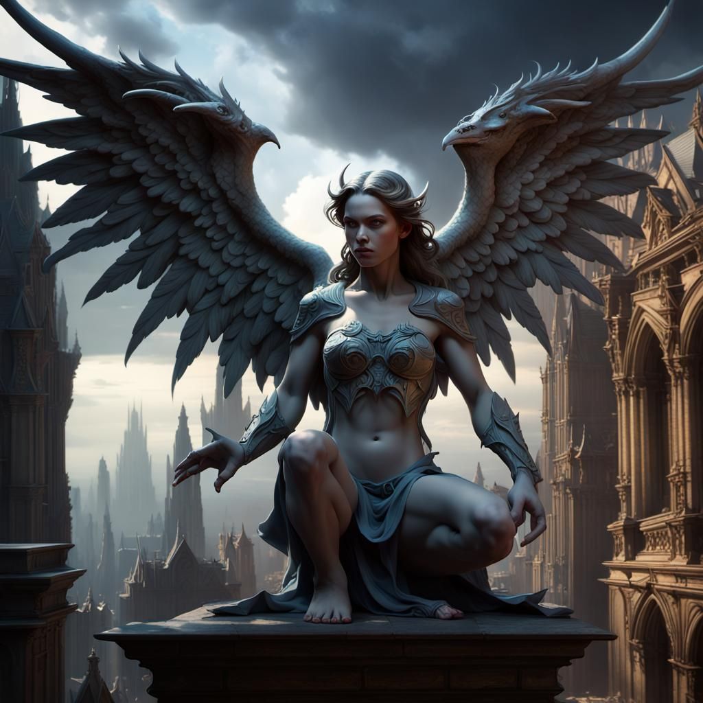 Angel of gargoyles - AI Generated Artwork - NightCafe Creator