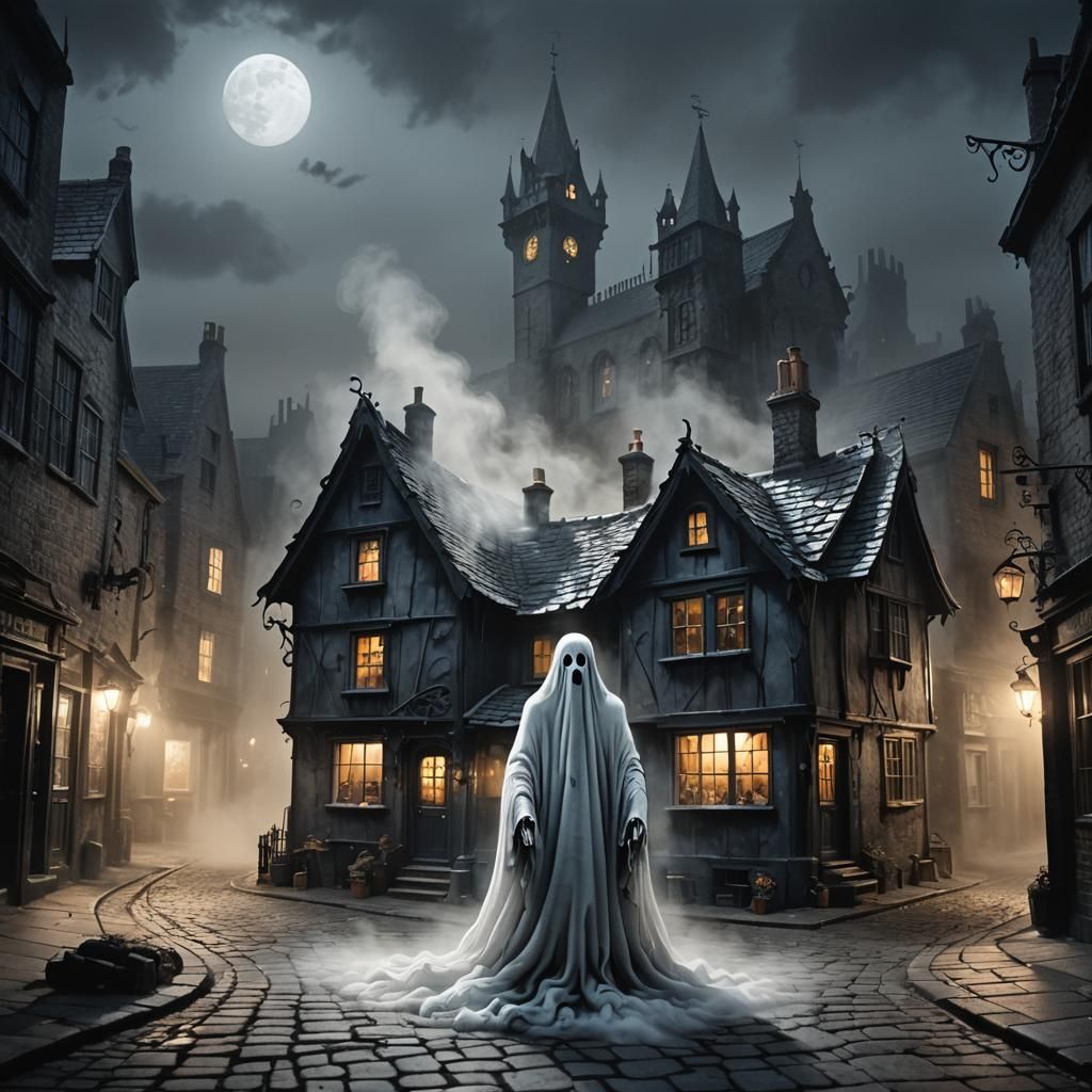 A very faint see-through ethereal ghost made of misty whitesmoke