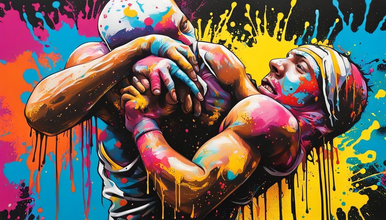 3rd annual charity paint splatter wrestling, graffiti art, splash art