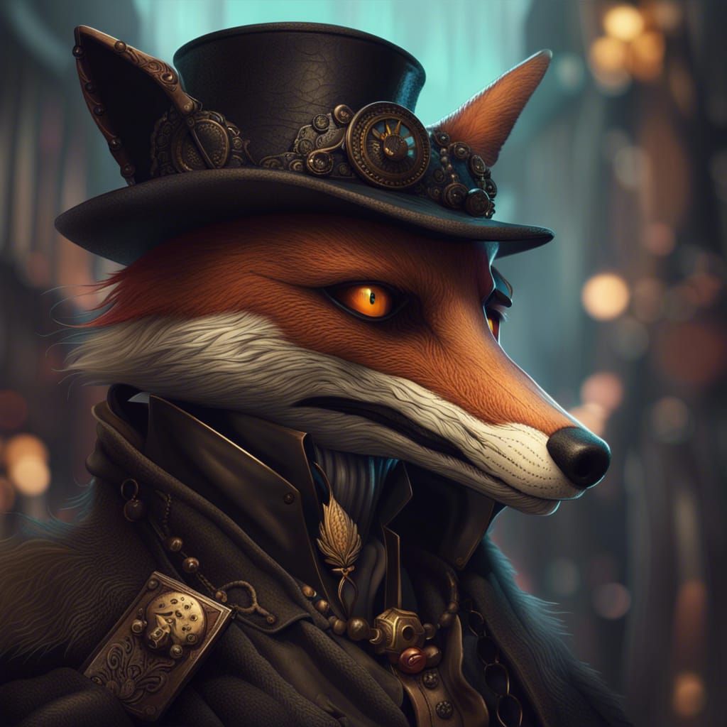 Epic Anthropomorphic Fox Plague Doctor Portrait in Photoreal...