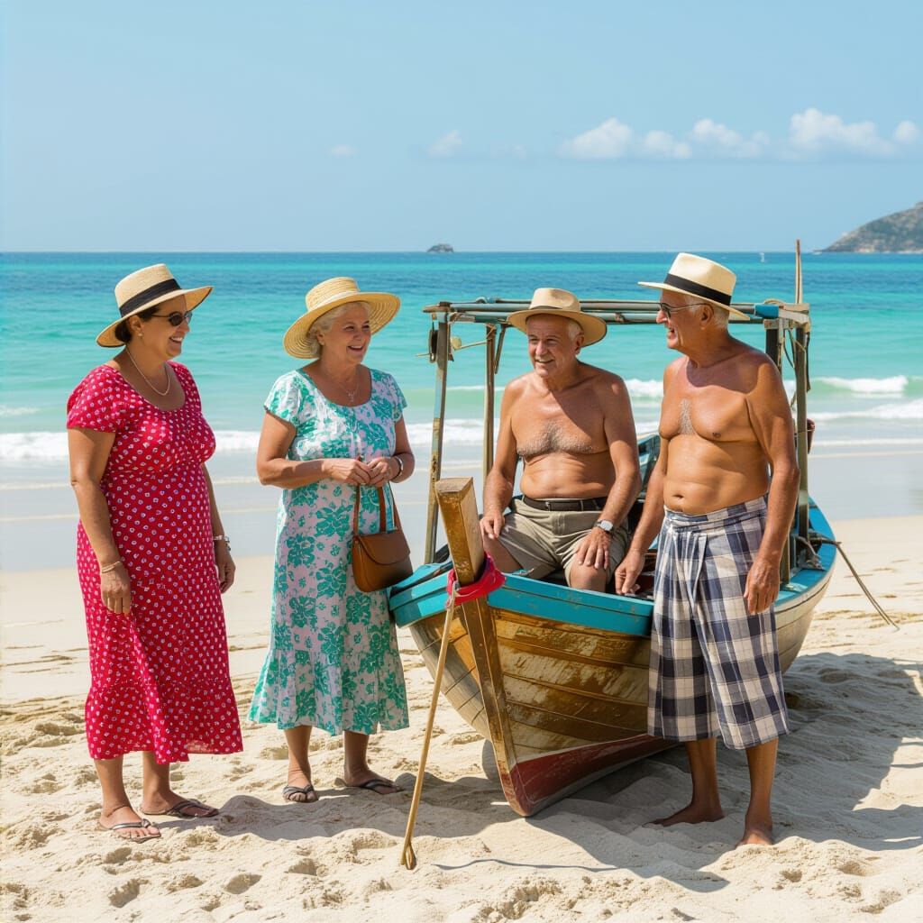Couple on Glider Above Beach in Anime Style
