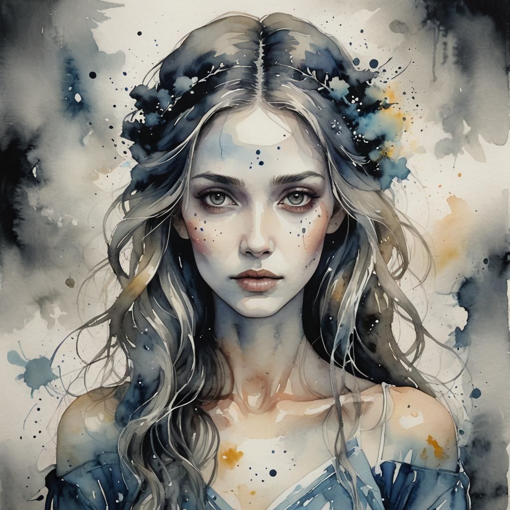 A mystical portrait of a woman with ethereal features, with ...