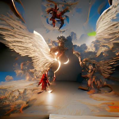Angels and demons fighting in heaven 8k resolution Unreal En...