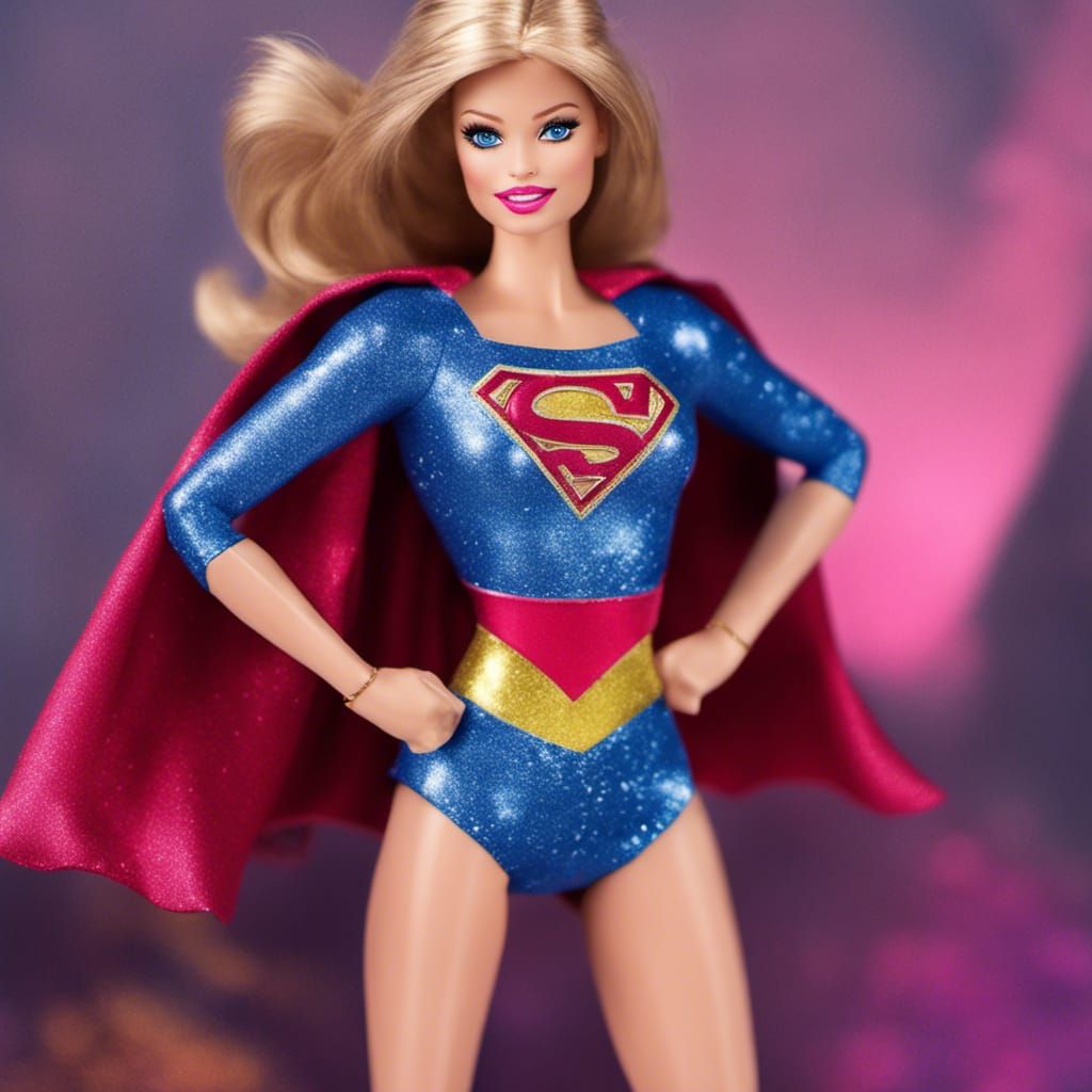 Barbie supergirl in glitter and spandex - AI Generated Artwork