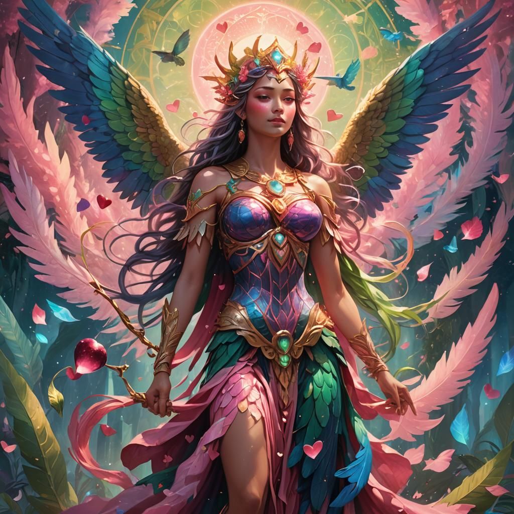 Goddess of love justice balance karma scales hearts Venus planet chakra coming home truth spoken true love light feather...