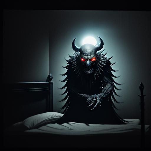 Absolutely horrifying evil sleep paralysis demon resembling classic Nelo Angelo from Devil may cry 1 totally heartless v...