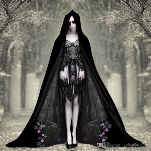 A beautiful gothic woman at winter.