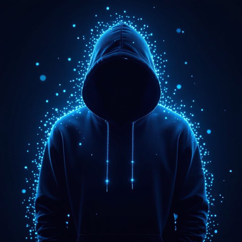 Cyberpunk Figure Illuminated with Blue Lights