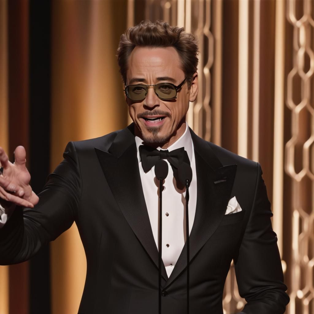 Robert John Downey Jr. accepting his Golden Globe Award