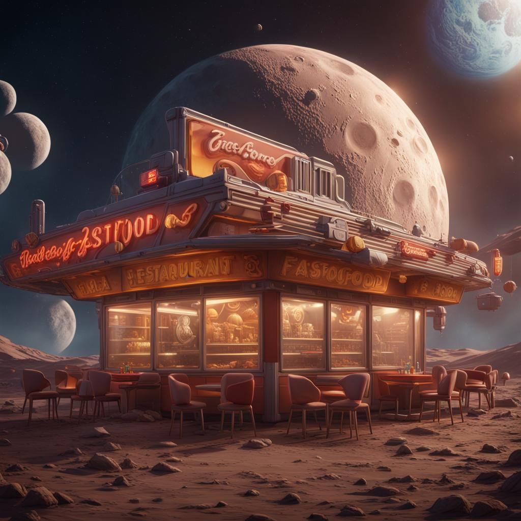 A fastfood restaurant on the moon
