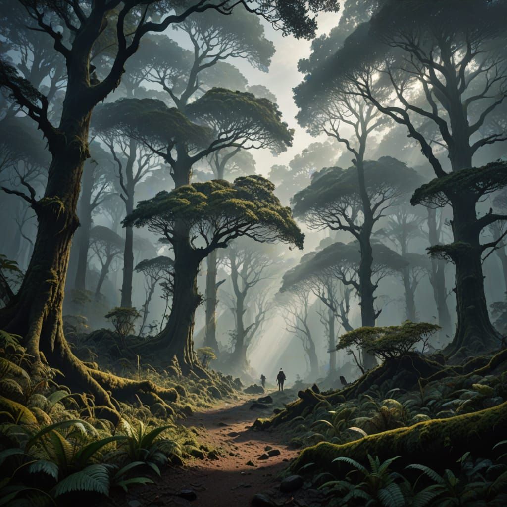 Foggy beautiful Forests and mist, long shot cover from top