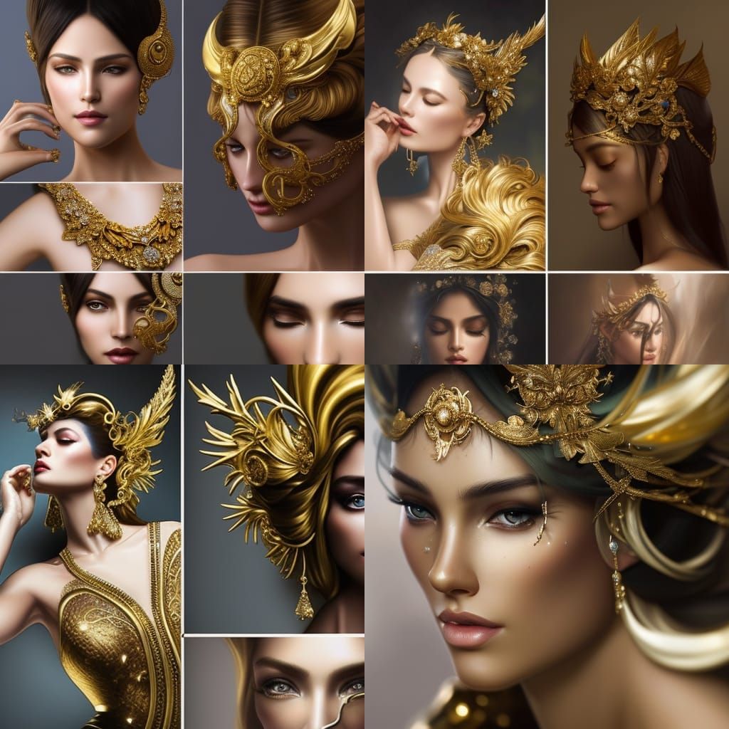 very extravagant crown in gold and precious stones.  Magical, Intricate, Intricate, Elegant, Digital, Scenic, Hyperdetai...