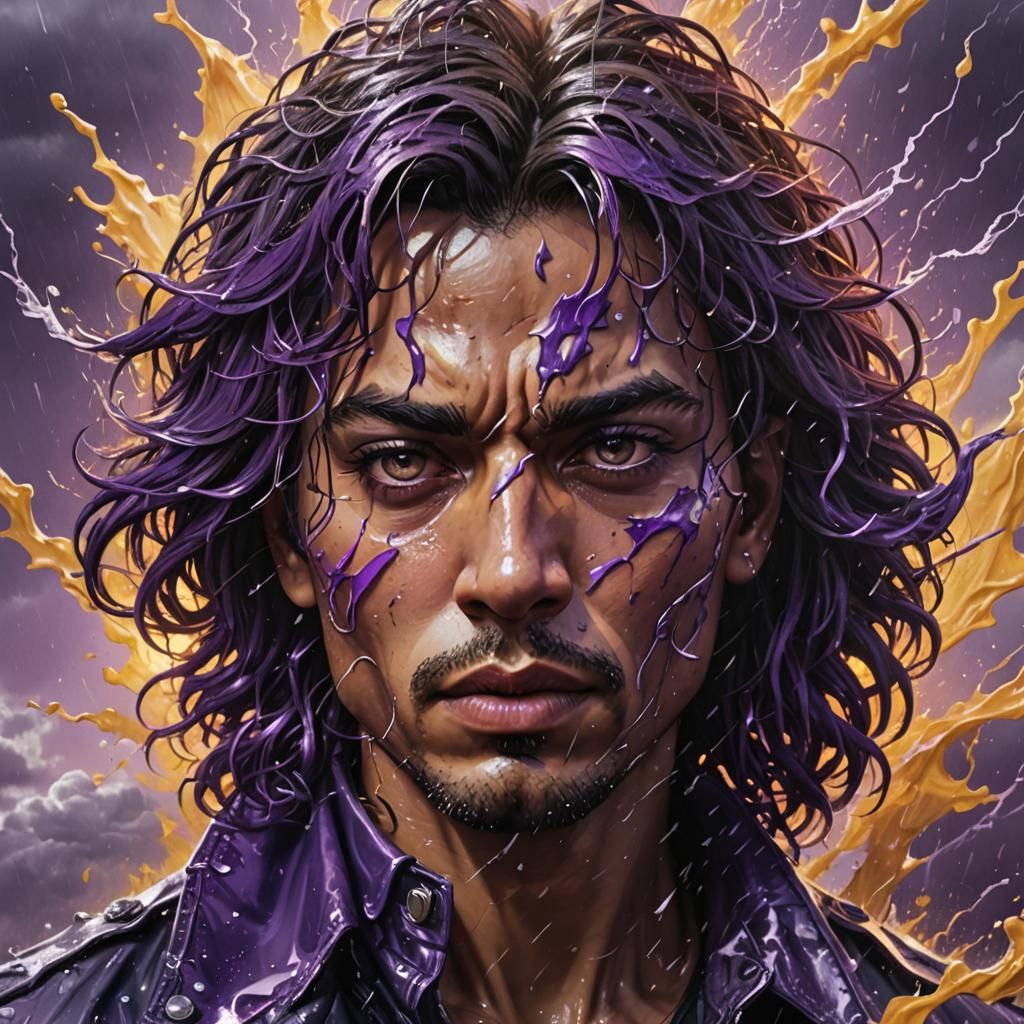 Stormy sun with purple rain