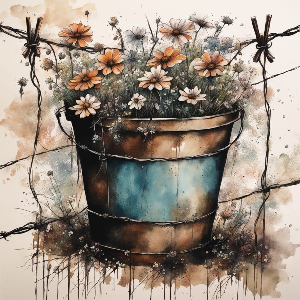 A bucket of wildflowers