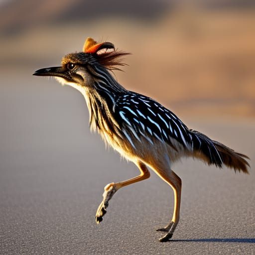 road runner bird running from a coyote