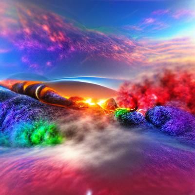 sunrise futuristic earth space galaxy rainbow smoke 8K 3D colorful
