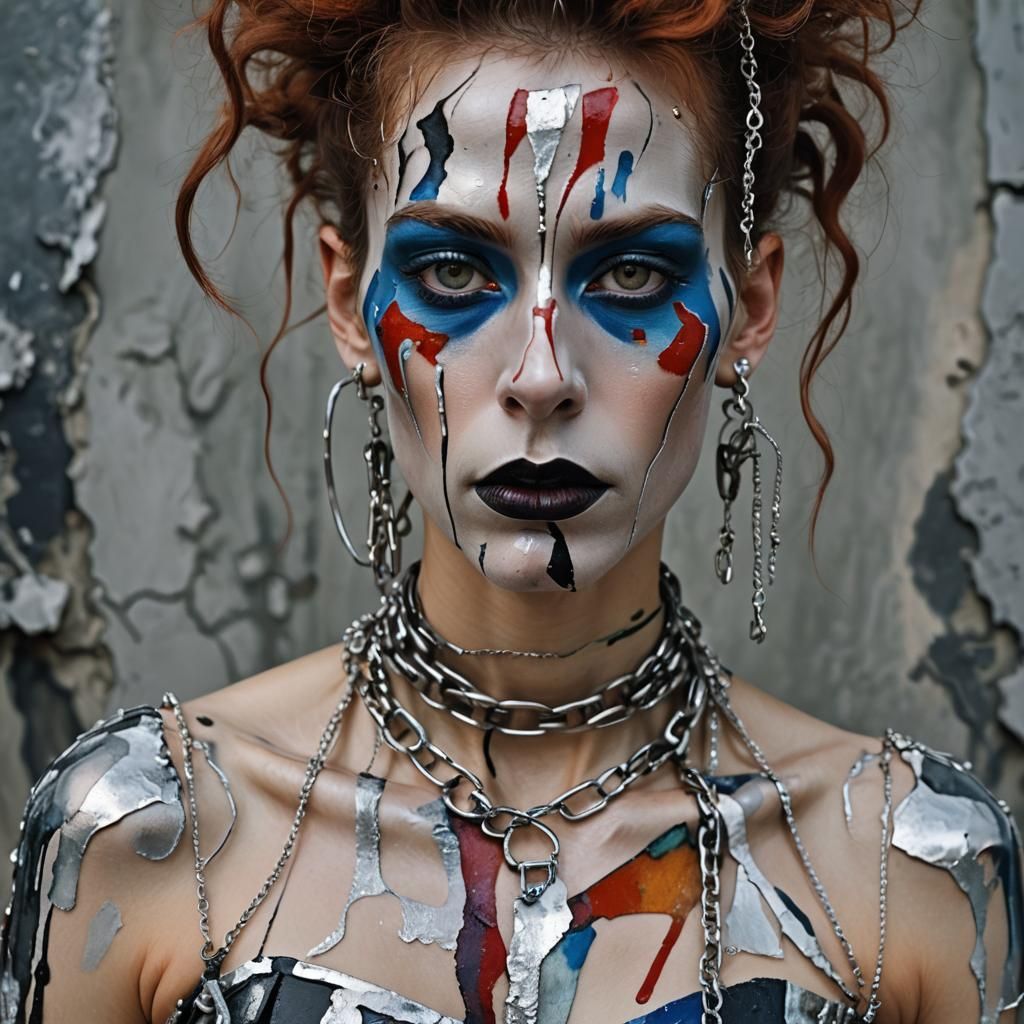 Balenciaga model wearing insane vibrant puffy fashion in the style and colors of the paintings of Egon Schiele

nose, li...