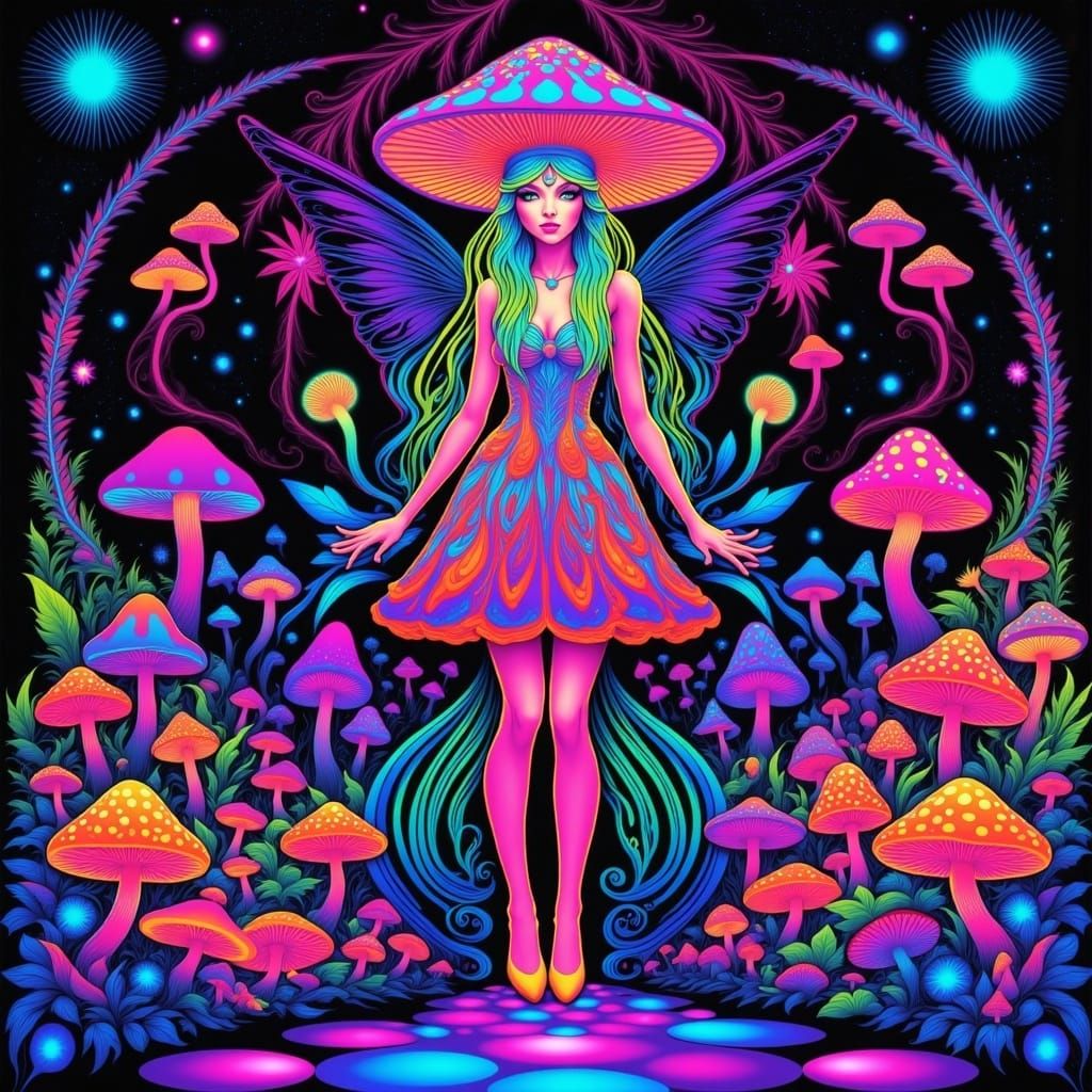 <lora:Vintage Blacklight:1.0> neon explosion of flowers, che...