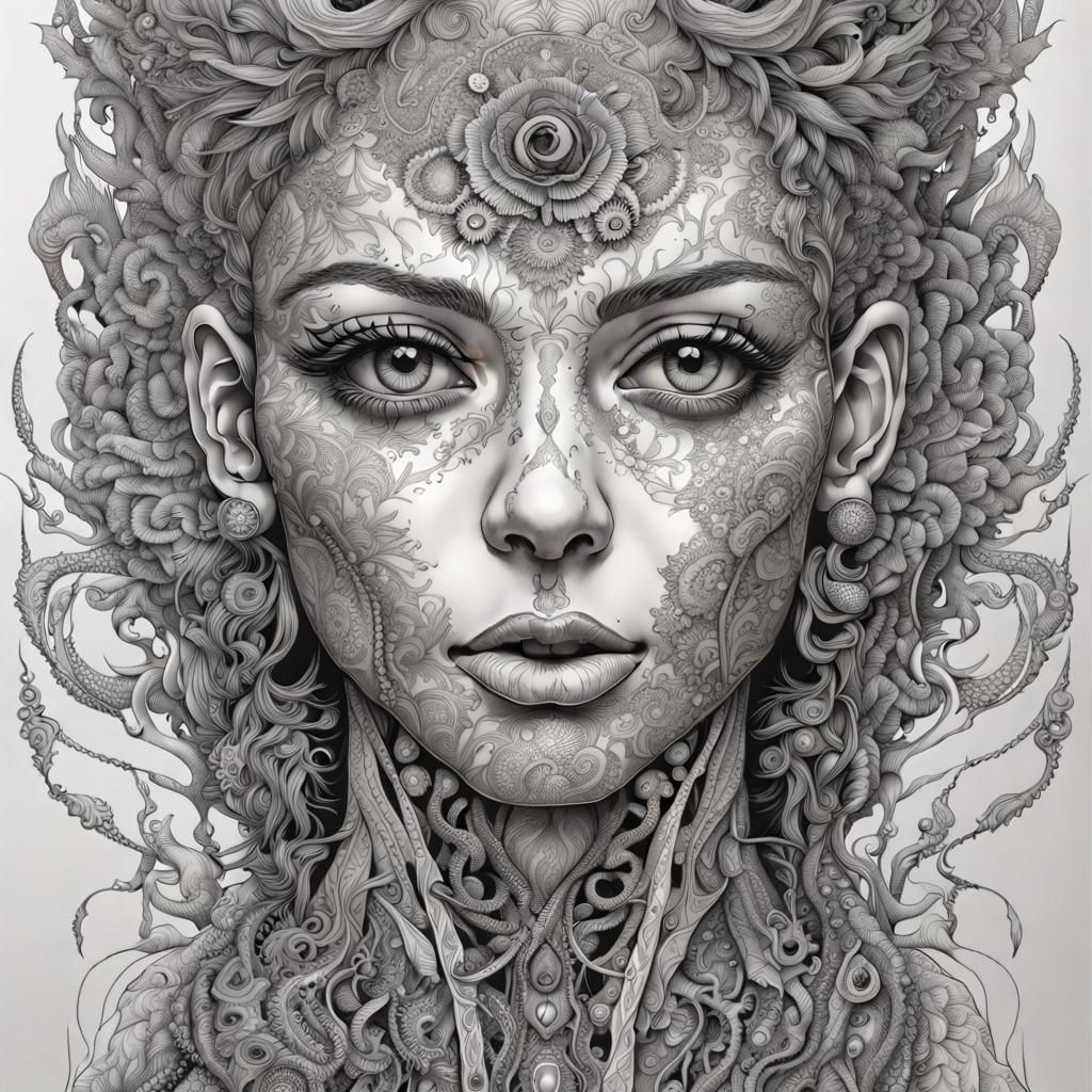 Freak Line art insanely intricate and meticulously detailed